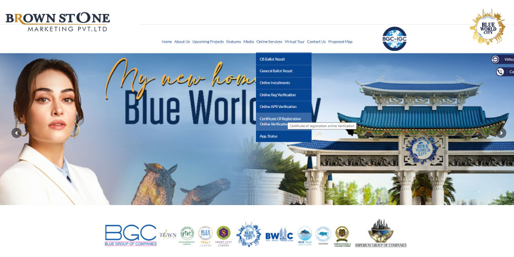 blue world city islamabad online verification